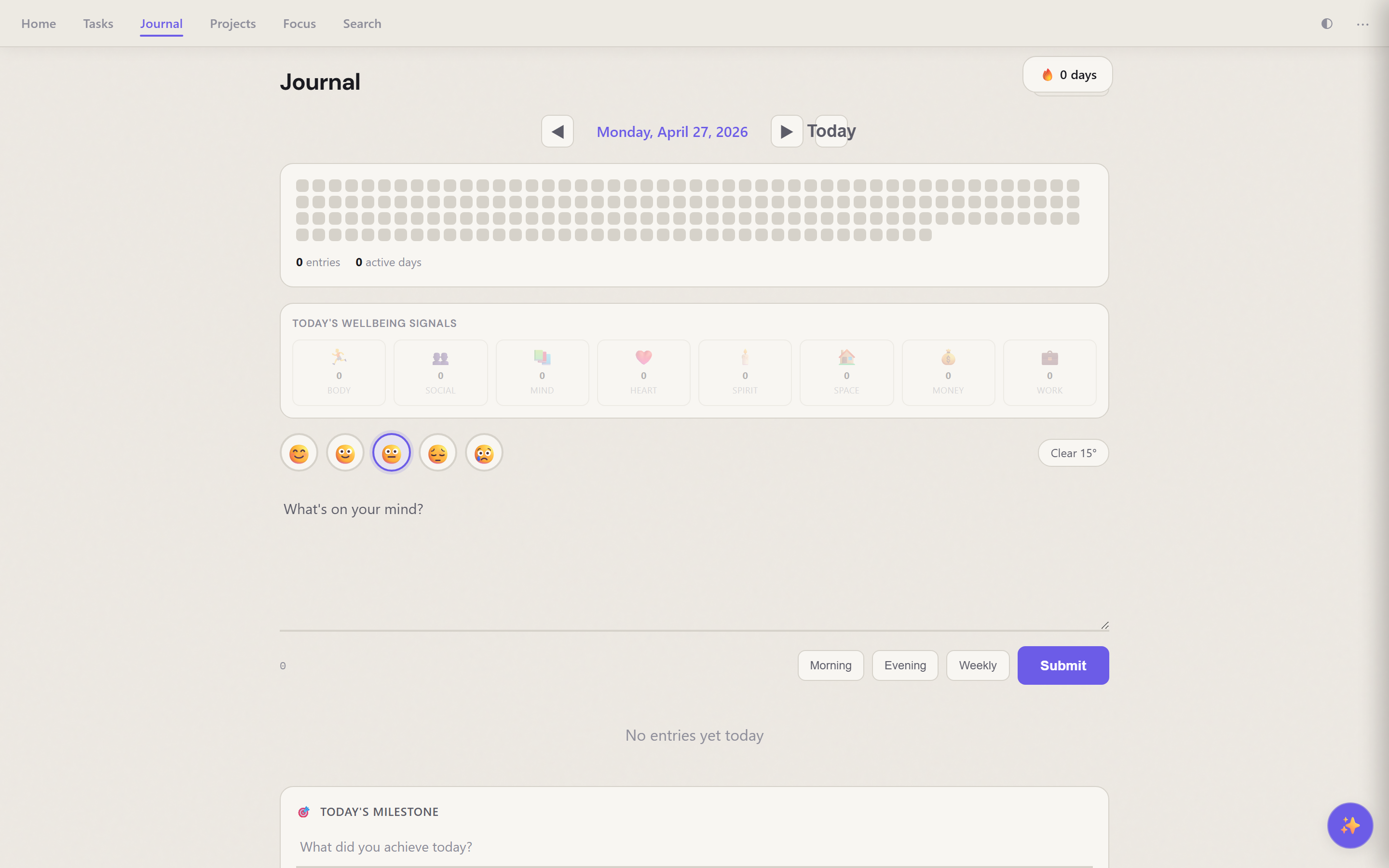 Journal — the daily ground state where notes get written